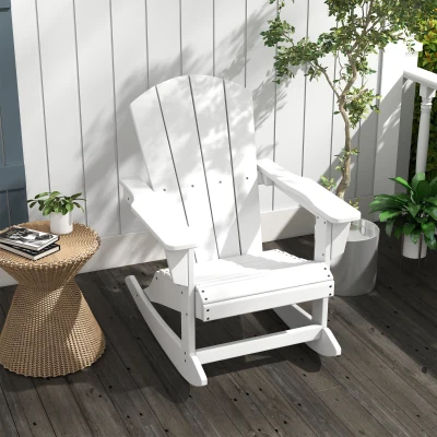 Outsunny HDPE Outdoor Rocking Chair, Adirondack, White