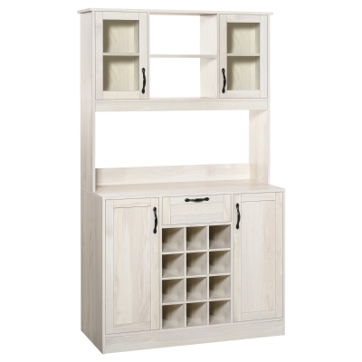 HOMCOM Kitchen Buffet with Hutch, 4 Door Cabinets, White