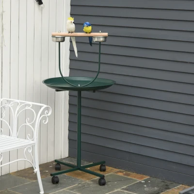 PawHut 48" Rolling T-Stand Bird Playground with Perch