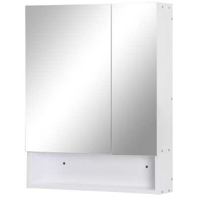 kleankin Wall Mounted Bathroom Medicine Cabinet with Mirror and Adjustable Shelves, White