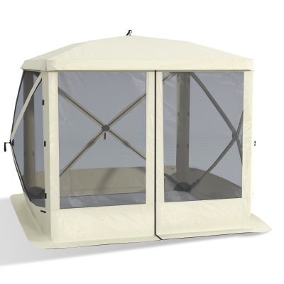 Outsunny 7x7FT Pop Up Camping Canopy Tent, Beige