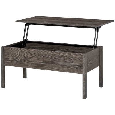 HOMCOM 39" Modern Lift Top Coffee Table with Storage, Light Gray