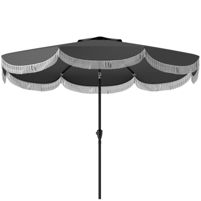 Outsunny 9FT Patio Umbrella Parasol, UPF 30+ Outdoor Market Umbrella with Crank, 8 Ribs, Push Button Tilt, Vented Patio Table Umbrella for Deck Backyard Lawn, Charcoal Grey