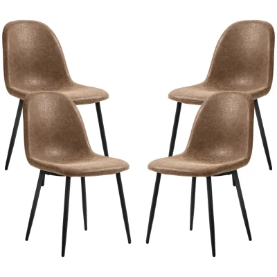 HOMCOM Retro Dining Table Chairs Set of 4, PU Leather Upholstered Kitchen Table Chairs for Living Room, Bedroom