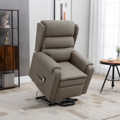 HOMCOM Lift Chair for Elderly, Power Chair Recliner with Footrest, Remote Control, Side Pockets for Living Room, Brown