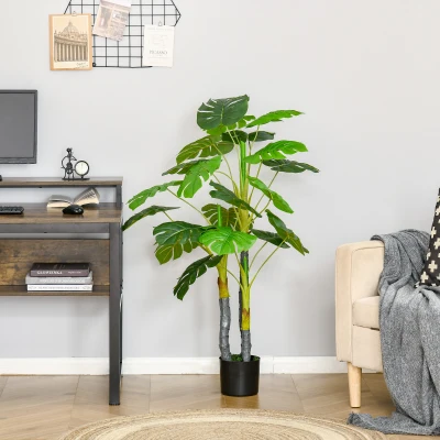 HOMCOM 4FT Faux Monstera Tree, Decorative Indoor/Outdoor Plant