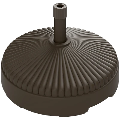 Outsunny Round Patio Umbrella Base Parasol Holder Outdoor Umbrella Stand, Filled Up to 62lbs with Stand or 51lbs with Water for Garden, Poolside, Brown