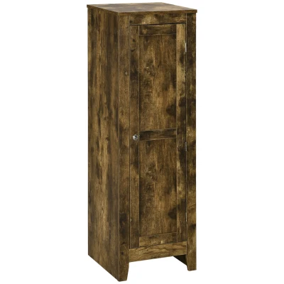 HOMCOM Kitchen Pantry Storage Cabinet with Adjustable Shelves, Small Storage Cabinet with Door and Shelves, Rustic Brown