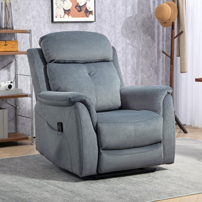 HOMCOM Manual Recliner Chair with Vibration Massage, Reclining Chair for Living Room with Side Pockets, Dark Grey