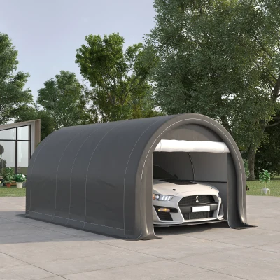 Outsunny 10' x 16' Heavy Duty Carport, Gray Canopy Storage Tent