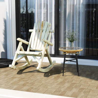 Outsunny Outdoor Wooden Rocking Chair, Adirondack Style, Natural