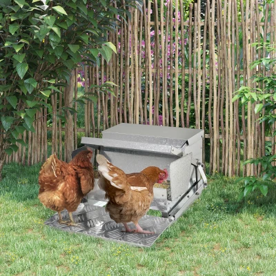 PawHut 25 lbs Automatic Chicken Feeder, Galvanized Steel
