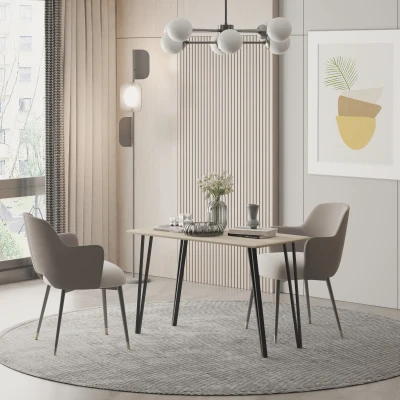 HOMCOM Rustic Dining Table 47.25" x 23.5", Metal Legs, Natural
