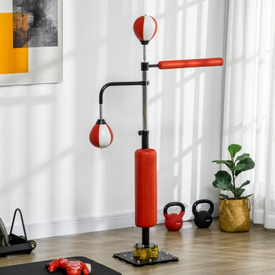 Soozier Freestanding Boxing Punching Bag, Height Adjustable, with Reflex Bar, Speed Balls and Suction Cup Base, Multi