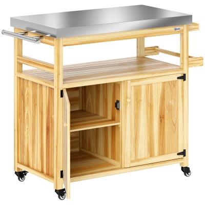 Grill Cart 42.9" W x 19.7" D x 36.4" H Natural Wood