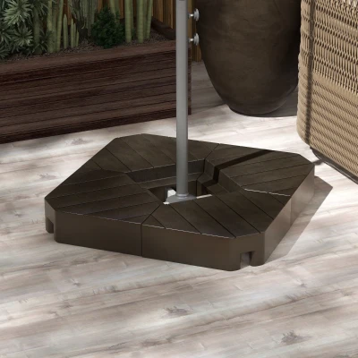 Outsunny Offset Umbrella Base, 132 lb Water/Sand Weight, Brown