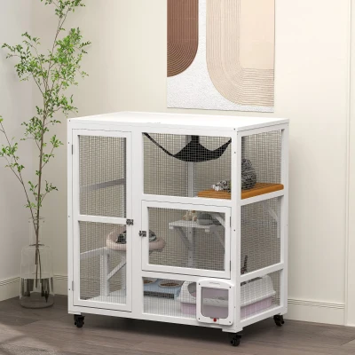 Cat Cage 39.25" L x 23.5" W x 43.25" H White