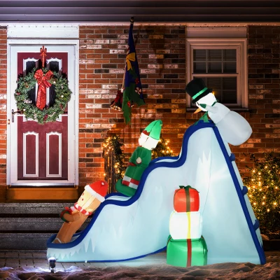 HOMCOM 8.5FT Christmas Inflatables Snowman, Elf, Gingerbread Decor