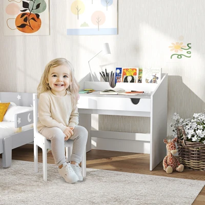 Kids Desk and Chair Set 27.2" L x 19.7" W x 29.5" H Gray