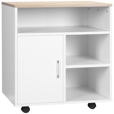 HOMCOM Printer Stand, Moveable Filing Cabinet, White