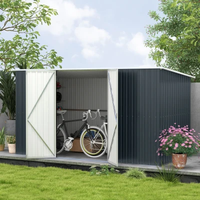 Outsunny 11' x 6' Metal Storage Shed, Lockable Outdoor Utility, Gray
