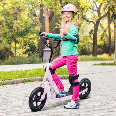 HOMCOM Kick Scooter for Kids 5-12, Adjustable Handlebar, Pink