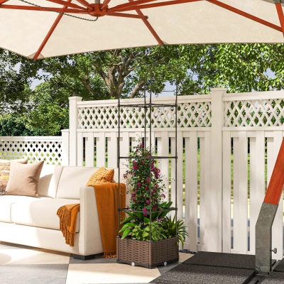 Outsunny Raised Garden Bed with Trellis, Self-Watering 69.7" Planter