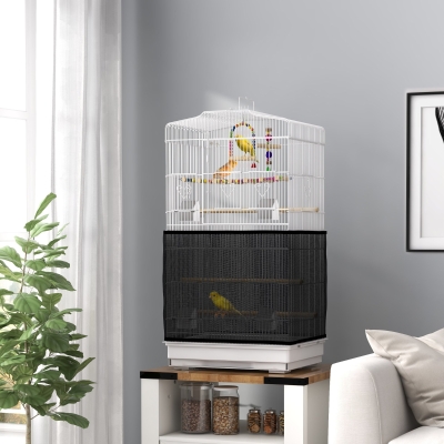 PawHut 36" Bird Cage with Accessories, Handle, Mesh Cover, Tray, White