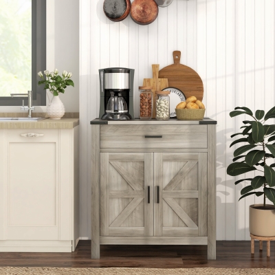 HOMCOM Sideboard Buffet Cabinet, Farmhouse Kitchen Storage Cabinet w/ Drawer and Shelf for Living Room, Entryway