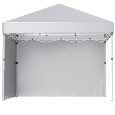 Outsunny 10' x 10' Pop Up Canopy with Sidewalls, Roller Bag, Height Adjustable Instant Tent for Outdoor, Garden, Patio, White
