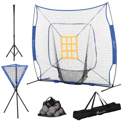 Soozier Baseball Practice Net Set, 7.5x7ft, Portable Blue