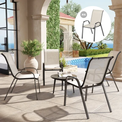 Outdoor Dining Chair Set 21.3" W x 28" D x 36.6" H Beige