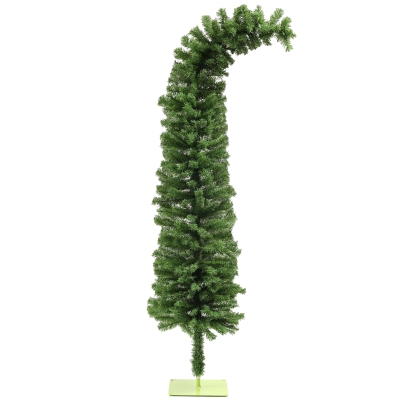 HOMCOM 6ft Bendable Pencil Christmas Tree with Metal Base, Green