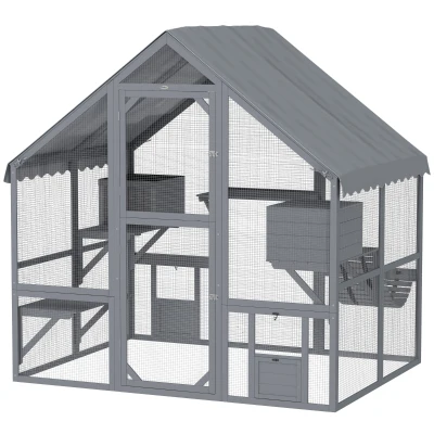PawHut catio 94.5″ L x 76″ W x 76.8″ H Silver