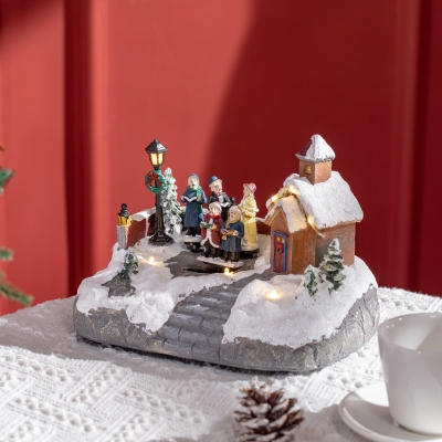 HOMCOM Animated Christmas Village Set with LED Lights