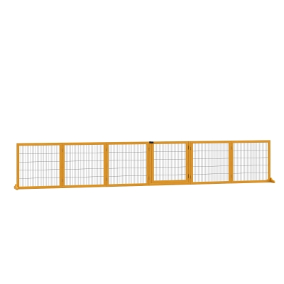 PawHut Wooden Freestanding Pet Gate w/ 2 Support Feet, Yellow
