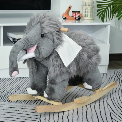 Qaba Kids Rocking Horse Toy, Plush Mammoth Style 3+ Years