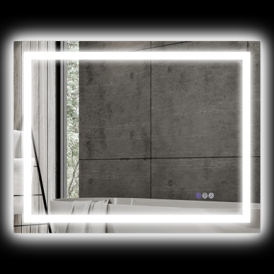 HOMCOM 39" x 32" LED Bathroom Mirror, Dimmable, Anti-Fog, Backlit/Front Lit