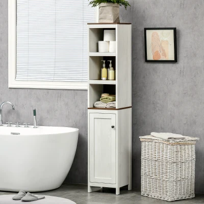 Kleankin Tall Bathroom Storage Cabinet, Antique White, 3 Shelves
