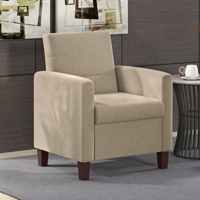 HOMCOM Fabric Accent Chair, Modern Armchair with Seat Cushion and Non-Slip Pads for Living Room, Bedroom, Light Brown