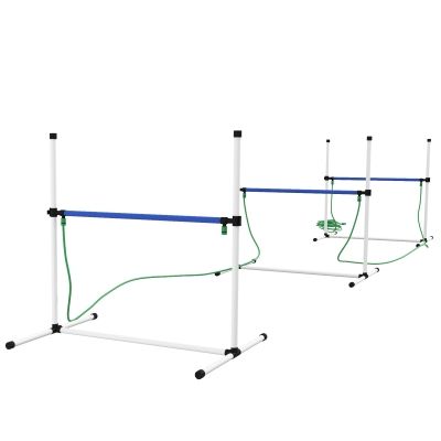PawHut 4PCs Dog Agility Equipment Set with Adjustable Height Hurdles, Spray Water Tube, Whistle, Carry Bag, White