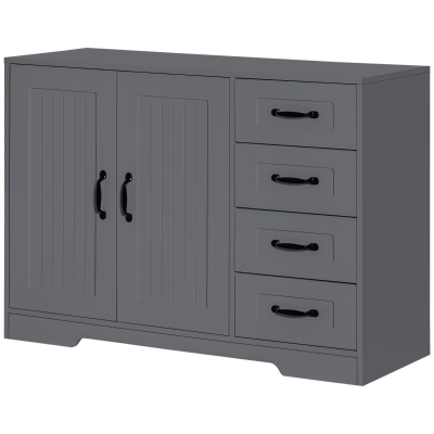 HOMCOM Modern Kitchen Storage Cabinet, Sideboard Buffet Cabinet with Drawers and Beadboard Door, Grey