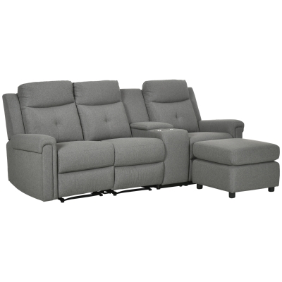 HOMCOM L-Shaped Reclining Sofa with Chaise, Storage & USB, Gray
