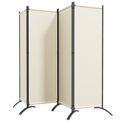 Outsunny Folding Room Divider, Privacy Screen for Patio Backyard Pool Hot Tub, 5.6FT Tall, Cream White