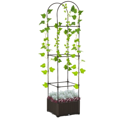 Outsunny Raised Garden Bed with Trellis, Self-Watering 69.7" Planter