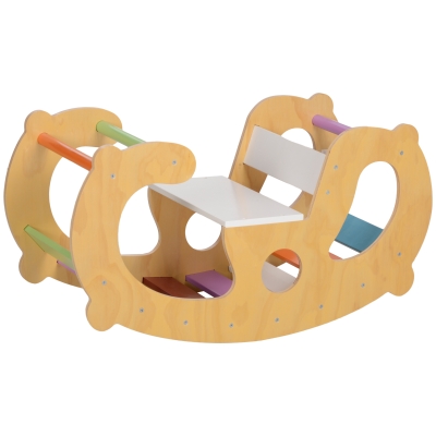 Qaba 2 in 1 Wooden Arch Ladder Baby Rocker for Toddlers 18-48 Months
