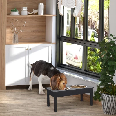 PawHut 23" Heavy Duty Elevated Dog Feeding Station - Black
