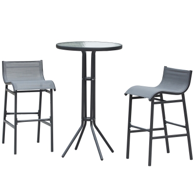 Outsunny 3-Piece Bar Height Bistro Set for 2, Charcoal Gray
