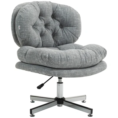 HOMCOM Computer Desk Chair, Armless Office Chair with Wide Padded Seat and Adjustable Height, Grey