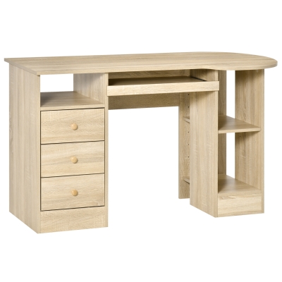 HOMCOM Computer Desk with Storage, Home Office Laptop Table with Shelves and Drawers, Modern Workstation Desk with Keyboard Tray